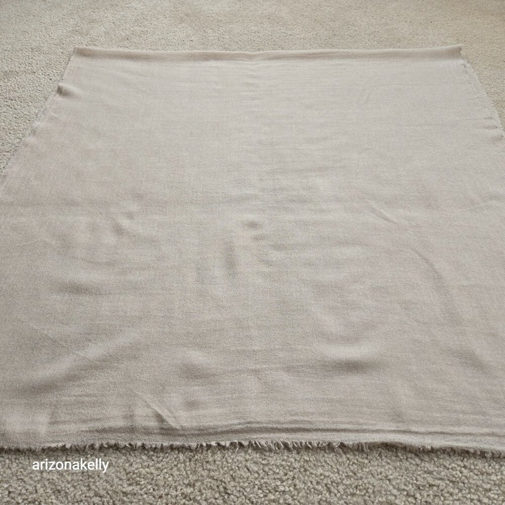 Lightweight Wool Scarf/Wrap Large Woven Neutral Tan - Picture 6 of 7
